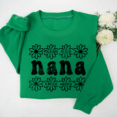 Lofaris Personalized Nana Flower And Grandkids Sweatshirt