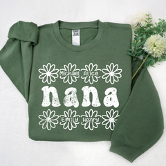 Lofaris Personalized Nana Flower And Grandkids Sweatshirt