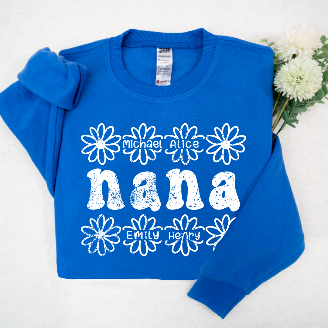 Lofaris Personalized Nana Flower And Grandkids Sweatshirt