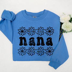 Lofaris Personalized Nana Flower And Grandkids Sweatshirt