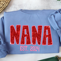 Lofaris Personalized Nana Glitter Embroidered Mama Sweatshirt