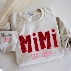 Lofaris Personalized Nana Glitter Embroidered Mama Sweatshirt
