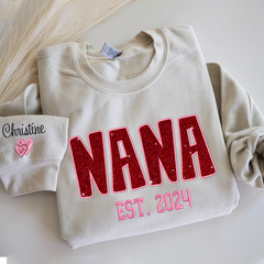 Lofaris Personalized Nana Glitter Embroidered Mama Sweatshirt