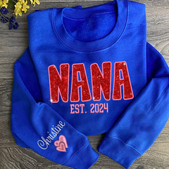 Lofaris Personalized Nana Glitter Embroidered Mama Sweatshirt