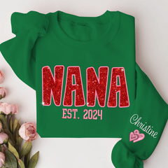 Lofaris Personalized Nana Glitter Embroidered Mama Sweatshirt