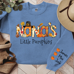 Lofaris Personalized Nana Fall Autumn Pumpkin Season Doodle Alphabet Sweatshirt