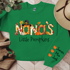 Lofaris Personalized Nana Fall Autumn Pumpkin Season Doodle Alphabet Sweatshirt