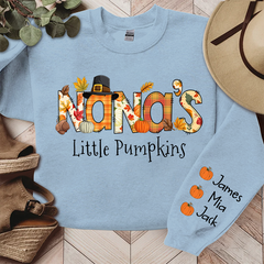 Lofaris Personalized Nana Fall Autumn Pumpkin Season Doodle Alphabet Sweatshirt