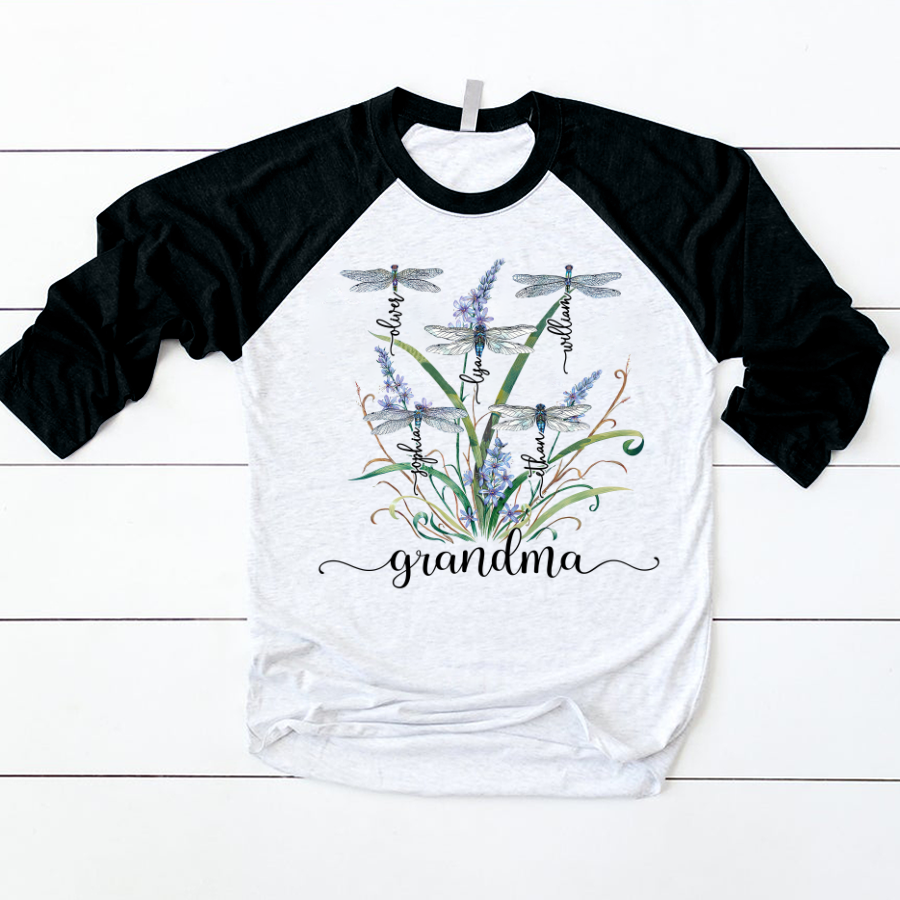 Lofaris Personalized Nana Kids Dragonfly Family Baseball Shirt