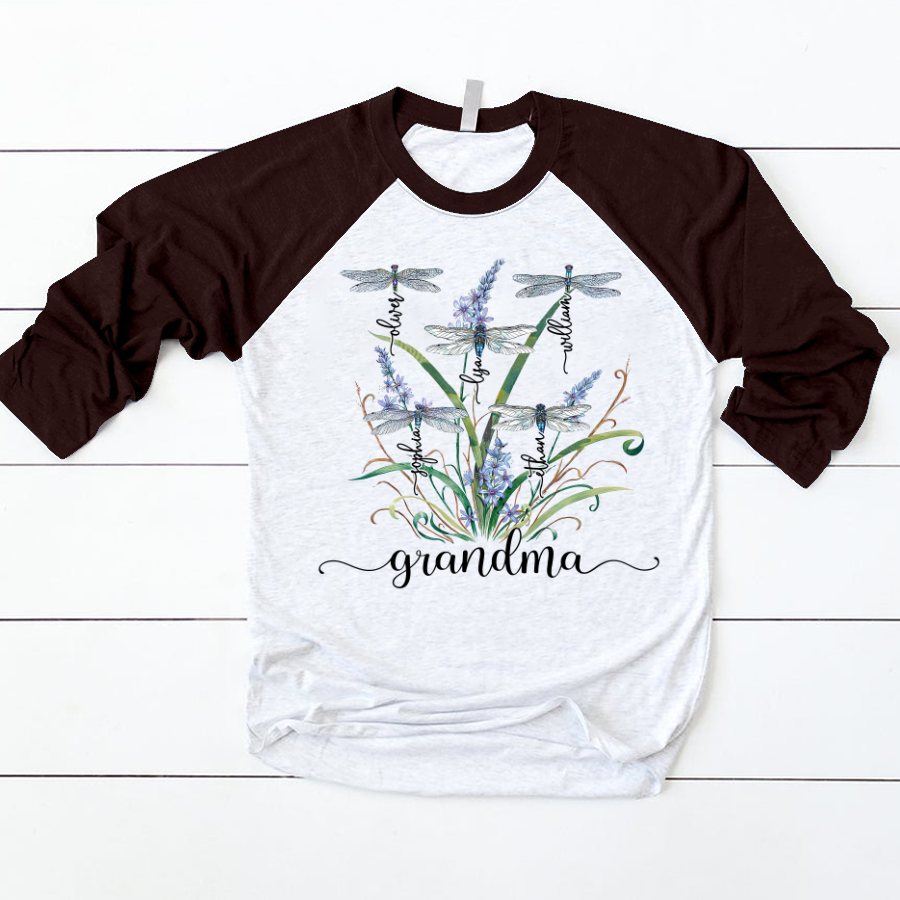 Lofaris Personalized Nana Kids Dragonfly Family Baseball Shirt