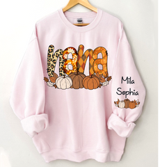 Lofaris Personalized Nana Pumpkin Grandkids Fall Sweatshirt