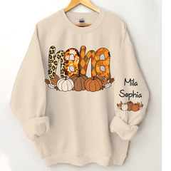 Lofaris Personalized Nana Pumpkin Grandkids Fall Sweatshirt
