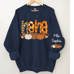 Lofaris Personalized Nana Pumpkin Grandkids Fall Sweatshirt