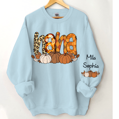 Lofaris Personalized Nana Pumpkin Grandkids Fall Sweatshirt