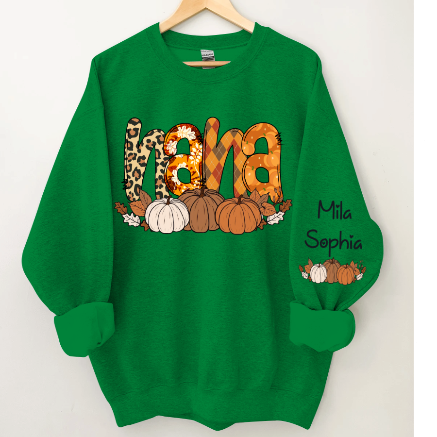 Lofaris Personalized Nana Pumpkin Grandkids Fall Sweatshirt