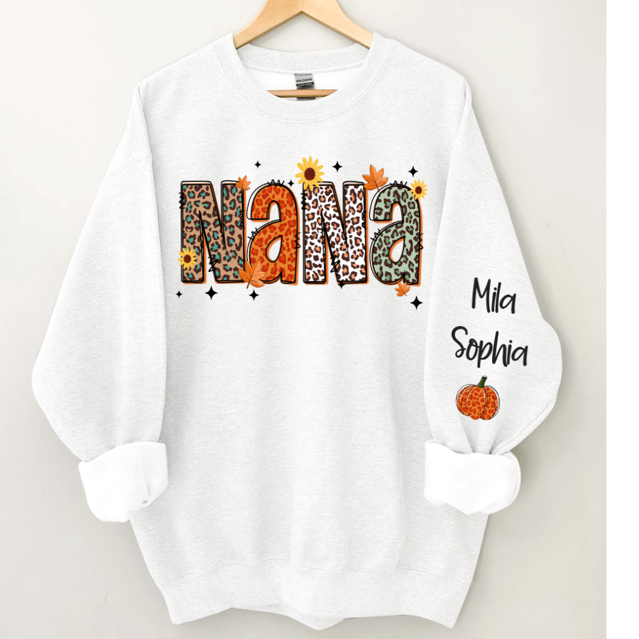 Lofaris Personalized Nana Pumpkins Daisy Autumn Sweatshirt
