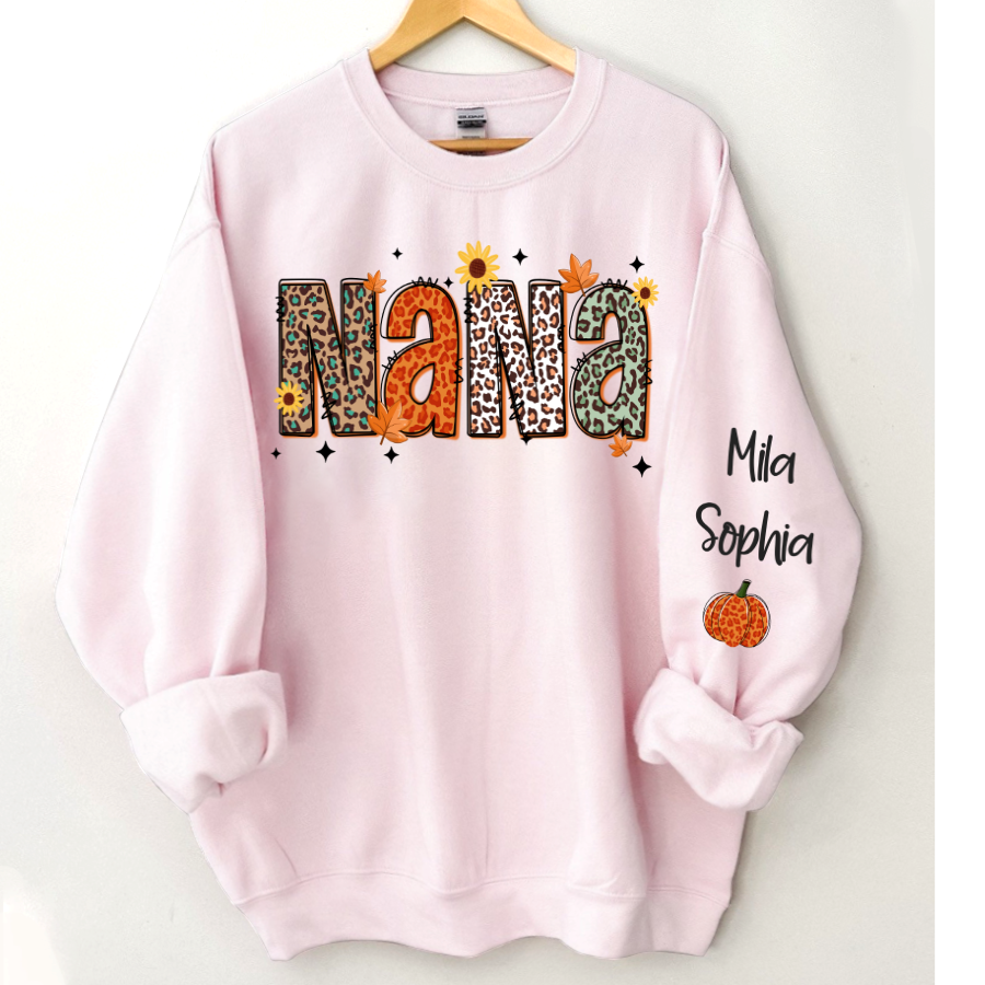 Lofaris Personalized Nana Pumpkins Daisy Autumn Sweatshirt