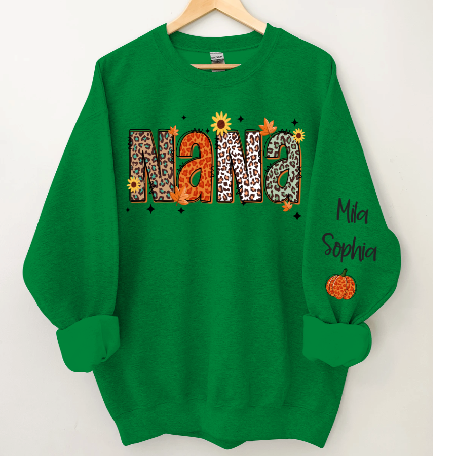 Lofaris Personalized Nana Pumpkins Daisy Autumn Sweatshirt