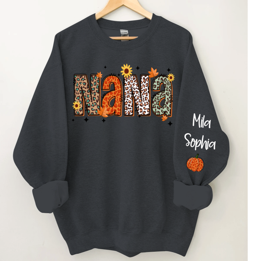 Lofaris Personalized Nana Pumpkins Daisy Autumn Sweatshirt