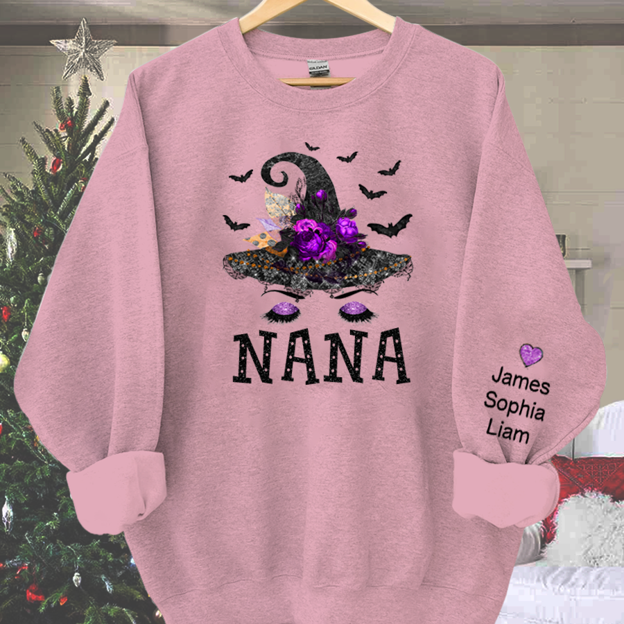 Lofaris Personalized Nana Witch Shirt Custom with Grandkids Names Fall Halloween Sweatshirt 6