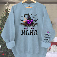 Lofaris Personalized Nana Witch Shirt Custom with Grandkids Names Fall Halloween Sweatshirt 6