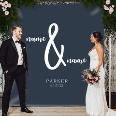 Lofaris Personalized Navy Blue Mr And Mrs Wedding Backdrop