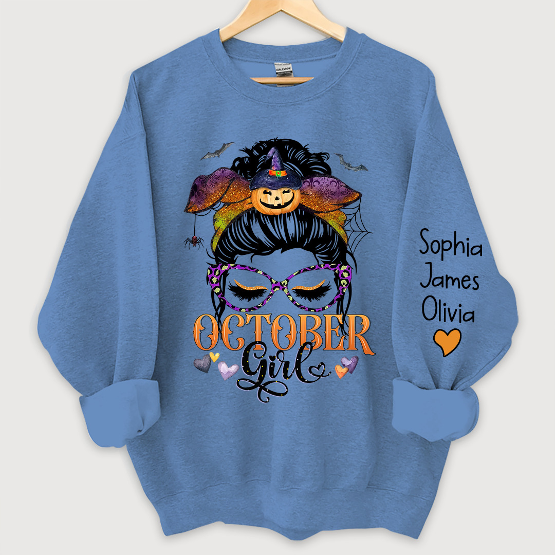 Lofaris Personalized October Girl,Halloween Gift For Women And kids Sweatshirt