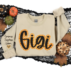 Lofaris Personalized Orange Circle Gigi And Kids Sweatshirt