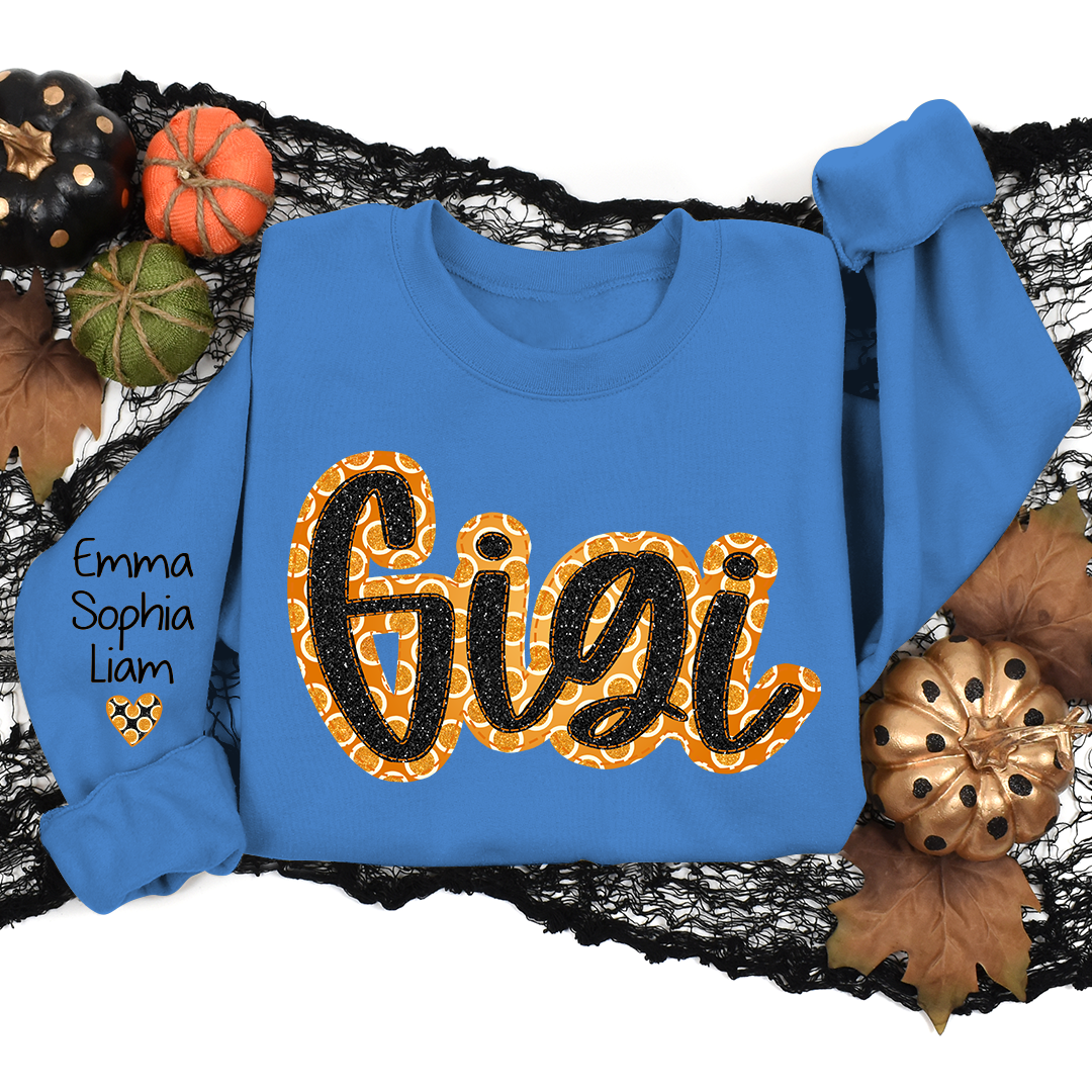 Lofaris Personalized Orange Circle Gigi And Kids Sweatshirt