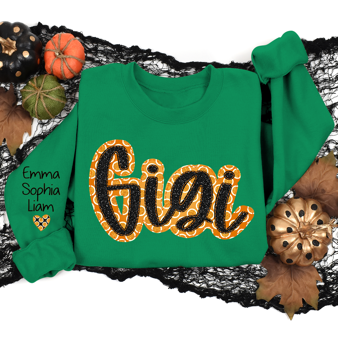 Lofaris Personalized Orange Circle Gigi And Kids Sweatshirt