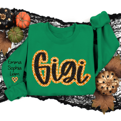 Lofaris Personalized Orange Circle Gigi And Kids Sweatshirt