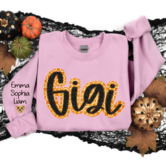 Lofaris Personalized Orange Circle Gigi And Kids Sweatshirt