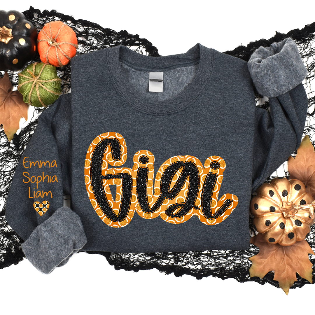 Lofaris Personalized Orange Circle Gigi And Kids Sweatshirt