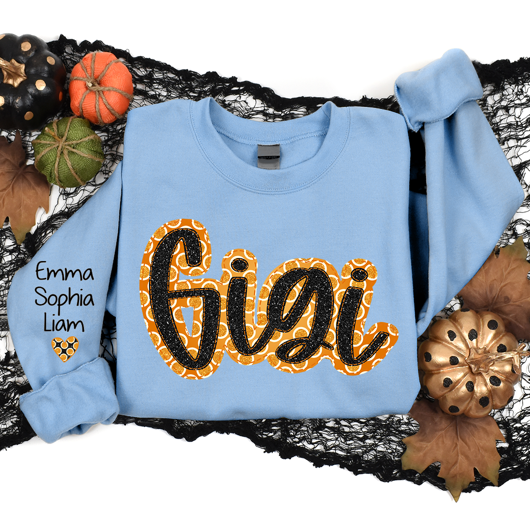 Lofaris Personalized Orange Circle Gigi And Kids Sweatshirt