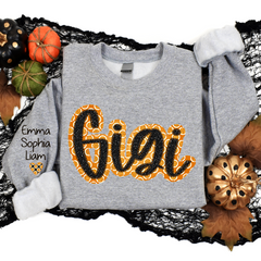 Lofaris Personalized Orange Circle Gigi And Kids Sweatshirt