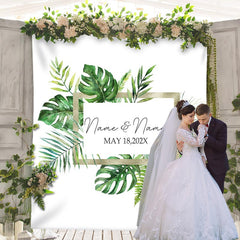Lofaris Personalized Palm Leaves Wedding Backdrop