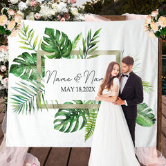 Lofaris Personalized Palm Leaves Wedding Backdrop