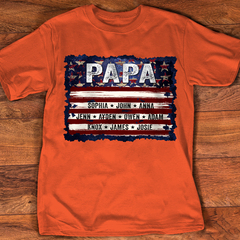Lofaris Personalized Papa Flag Grandkids Fathers Day Shirt