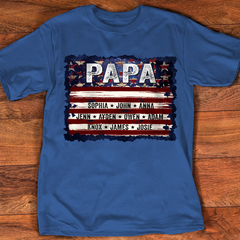 Lofaris Personalized Papa Flag Grandkids Fathers Day Shirt