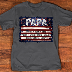 Lofaris Personalized Papa Flag Grandkids Fathers Day Shirt
