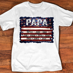 Lofaris Personalized Papa Flag Grandkids Fathers Day Shirt