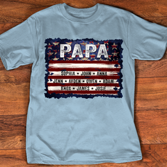 Lofaris Personalized Papa Flag Grandkids Fathers Day Shirt