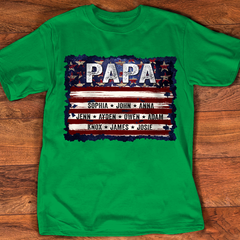 Lofaris Personalized Papa Flag Grandkids Fathers Day Shirt