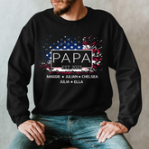 Lofaris Personalized Papa Grandkids Est USA Flag Sweatshirt