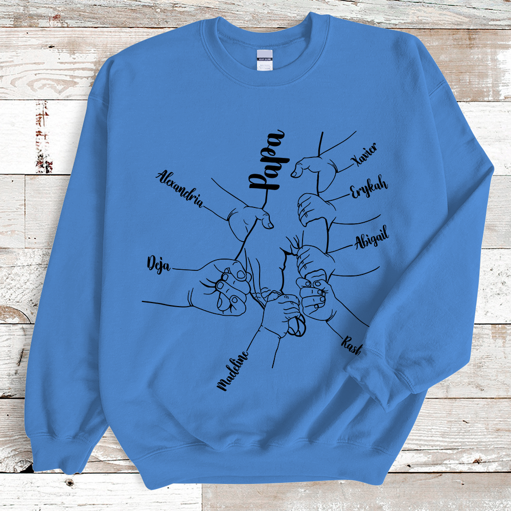 Lofaris Personalized Papa Hand And Grandkids Sweatshirt