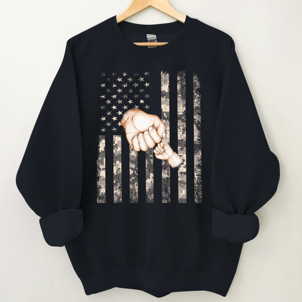 Lofaris Personalized Papa Retro Usa Flag Army Sweatshirt