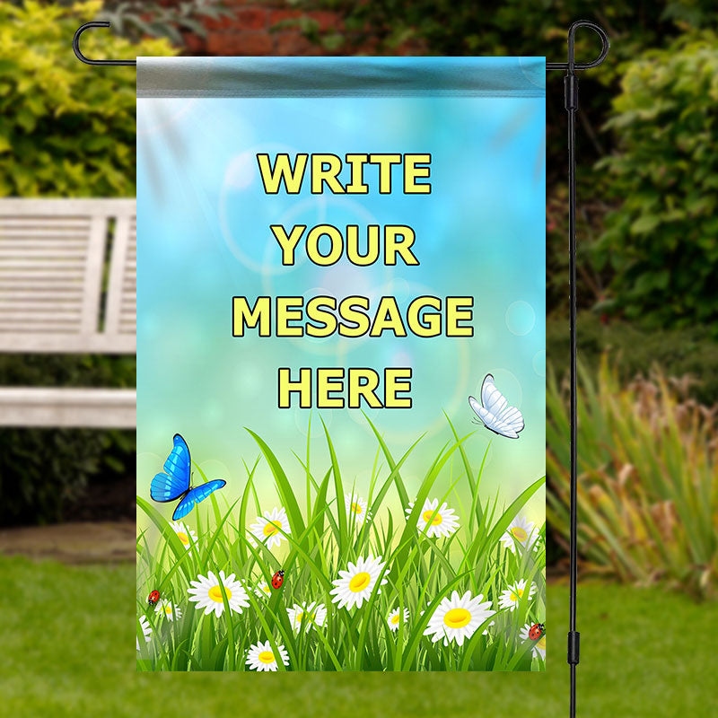 Lofaris Personalized Pastoral Daisy Butterfly Garden Flag