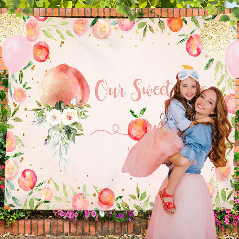 Lofaris Personalized Peach Pink Girl 1st Birthday Backdrop