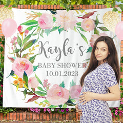 Lofaris Personalized Photo Booth Flowers Baby Shower Backdrop