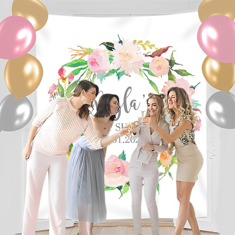 Lofaris Personalized Photo Booth Flowers Baby Shower Backdrop